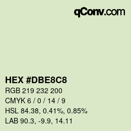 颜色代码: HEX #DBE8C8 | qconv.com