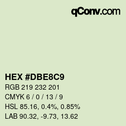 カラーコード: HEX #DBE8C9 | qconv.com