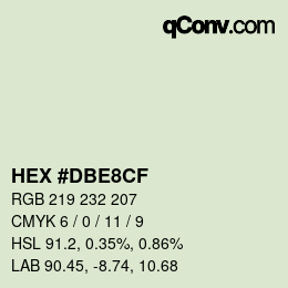 Color code: HEX #DBE8CF | qconv.com