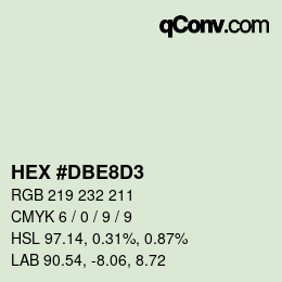 Color code: HEX #DBE8D3 | qconv.com