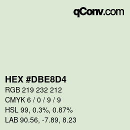 颜色代码: HEX #DBE8D4 | qconv.com