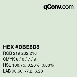 カラーコード: HEX #DBE8D8 | qconv.com