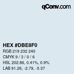 Color code: HEX #DBE8F0 | qconv.com