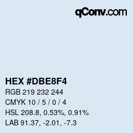 Color code: HEX #DBE8F4 | qconv.com