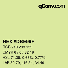 Color code: HEX #DBE99F | qconv.com