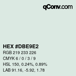 カラーコード: HEX #DBE9E2 | qconv.com