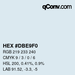 Color code: HEX #DBE9F0 | qconv.com