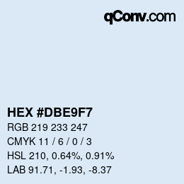 Color code: HEX #DBE9F7 | qconv.com