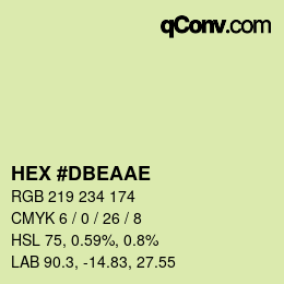 Color code: HEX #DBEAAE | qconv.com