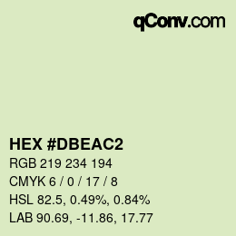 Color code: HEX #DBEAC2 | qconv.com