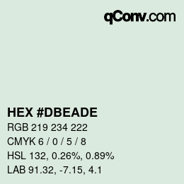 Color code: HEX #DBEADE | qconv.com