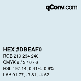 颜色代码: HEX #DBEAF0 | qconv.com