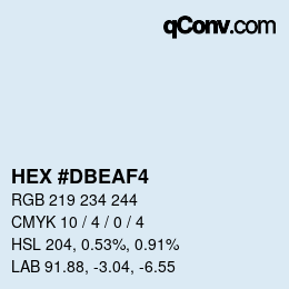 Color code: HEX #DBEAF4 | qconv.com