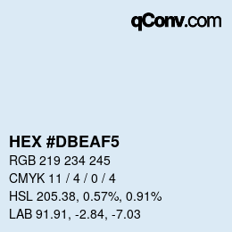 颜色代码: HEX #DBEAF5 | qconv.com
