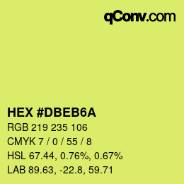 Farbcode: HEX #DBEB6A | qconv.com