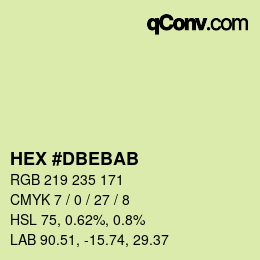 Color code: HEX #DBEBAB | qconv.com