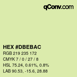 カラーコード: HEX #DBEBAC | qconv.com