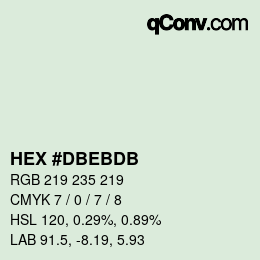 カラーコード: HEX #DBEBDB | qconv.com