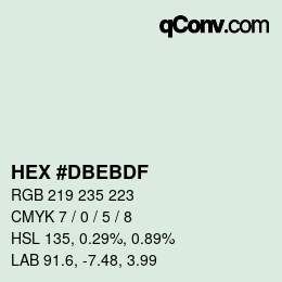 Color code: HEX #DBEBDF | qconv.com