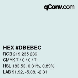 颜色代码: HEX #DBEBEC | qconv.com