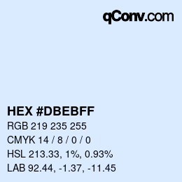 Color code: HEX #DBEBFF | qconv.com