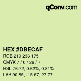 Color code: HEX #DBECAF | qconv.com