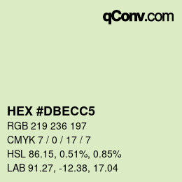 Color code: HEX #DBECC5 | qconv.com