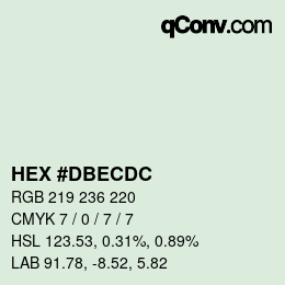 カラーコード: HEX #DBECDC | qconv.com