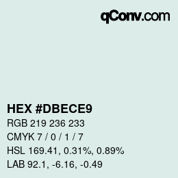 Color code: HEX #DBECE9 | qconv.com