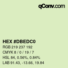 Color code: HEX #DBEDC0 | qconv.com