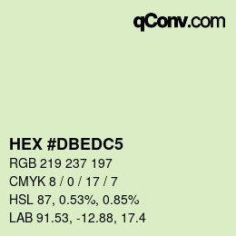颜色代码: HEX #DBEDC5 | qconv.com