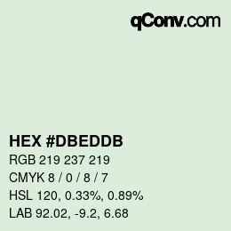 カラーコード: HEX #DBEDDB | qconv.com