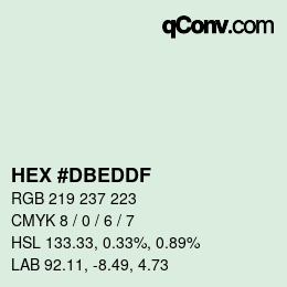 Color code: HEX #DBEDDF | qconv.com