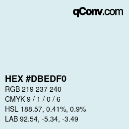 颜色代码: HEX #DBEDF0 | qconv.com