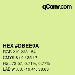 Color code: HEX #DBEE9A | qconv.com
