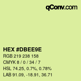 Color code: HEX #DBEE9E | qconv.com