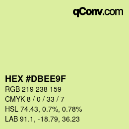 Color code: HEX #DBEE9F | qconv.com