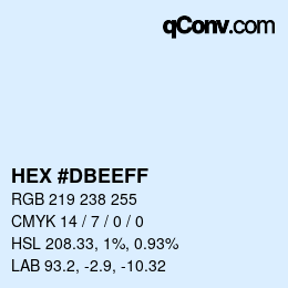 Color code: HEX #DBEEFF | qconv.com