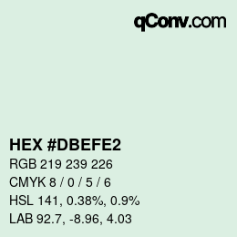 カラーコード: HEX #DBEFE2 | qconv.com