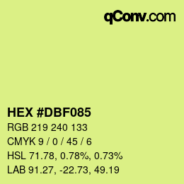 颜色代码: HEX #DBF085 | qconv.com