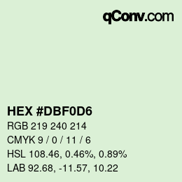 Color code: HEX #DBF0D6 | qconv.com