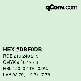 Color code: HEX #DBF0DB | qconv.com