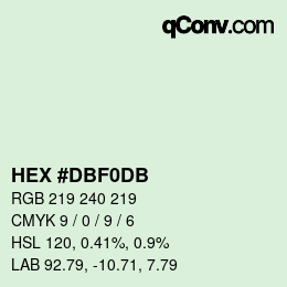 カラーコード: HEX #DBF0DB | qconv.com