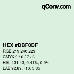Color code: HEX #DBF0DF | qconv.com
