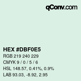 Color code: HEX #DBF0E5 | qconv.com