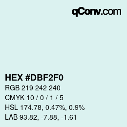 Color code: HEX #DBF2F0 | qconv.com