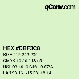 Color code: HEX #DBF3C8 | qconv.com