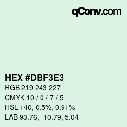 Color code: HEX #DBF3E3 | qconv.com