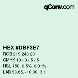 Color code: HEX #DBF3E7 | qconv.com