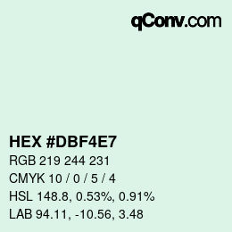 カラーコード: HEX #DBF4E7 | qconv.com